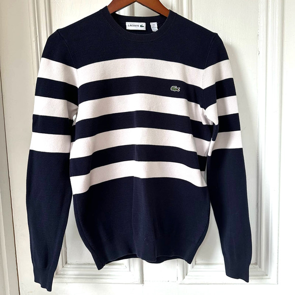 Lacoste Other - Lacoste Mens Crewneck Sweater Small Navy White Stripe